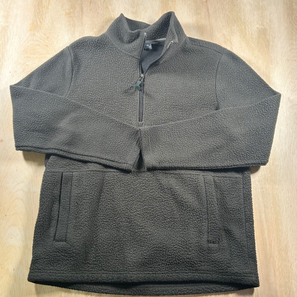 Free Fly Mens Bamboo Polar Fleece Quarter Zip Pullover Charcoal Gray Size M